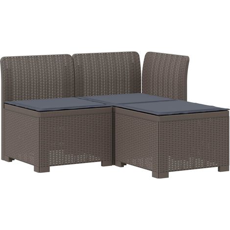 Maison Exclusive - 3-Sitzer Garten Sofa mit Kissen Rattan-Look PP (1/5)