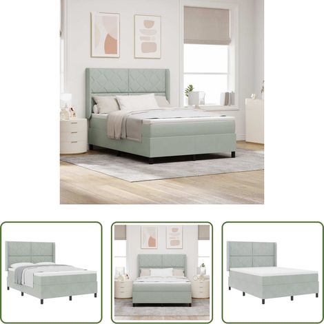 vidaXL Holzrahmen - Boxspringbett mit Matratze Hellgrau 140 x 200 cm Samt (1/5)