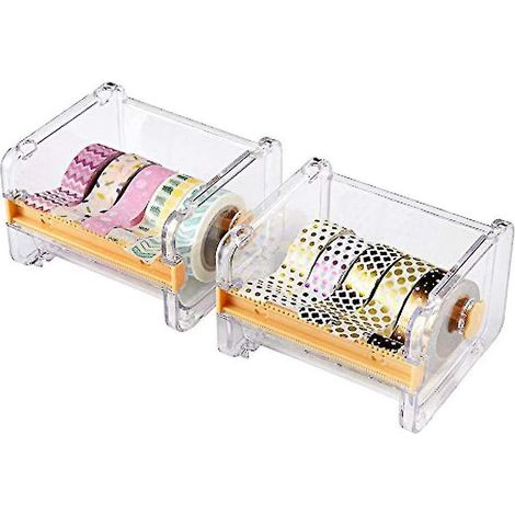 Dispenser Pour Ruban Adhesif - Coupeur À Dents - Support De Rouleau Transparent - Pour Washi Tape Et Ruban De Masquage - 2 Pièces (1/5)