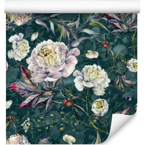 Carta da parati vintage con peonie per soggiorno e camera da letto, 50x1000 cm (1/5)