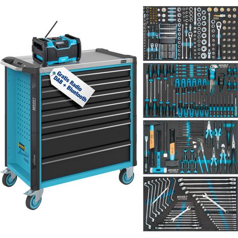 HAZET Chariot d'atelier Assistant 179NXL, assortiment 179NXL-7/382, 382 pcs, tiroirs plats : 5× 81 x 696 x 398 mm, tiroirs hauts : 2× 166 x 696 x 398 mm (1/5)