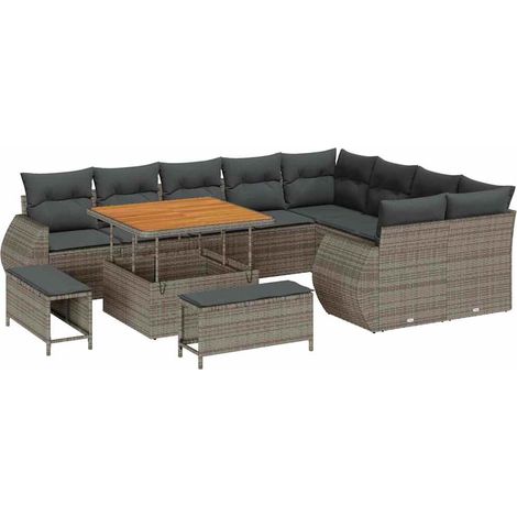 Maison Exclusive - Set Divano da Giardino 12 pz Grigio polyrattan (1/5)