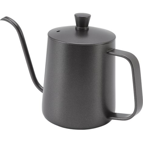 Bouilloire à café noire étroite en acier inoxydable inoxydable, verseuse fine avec couvercle pour maison, 350ml (1/5)