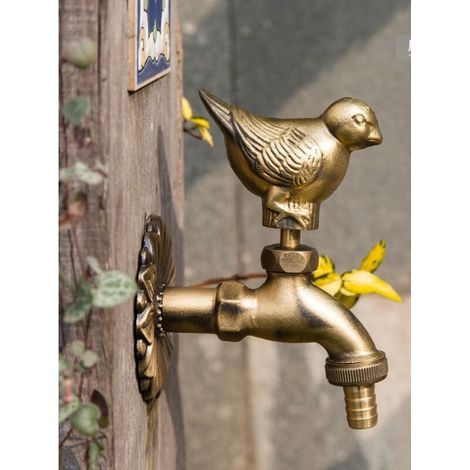 Robinet extérieur, robinet de jardin, robinet en forme d'animal, laiton antique (1/3)