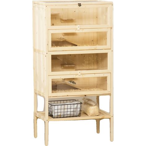 Gabbia per piccoli animali, in legno, dimensioni 24,5 x 14,0 x 53,5 pollici, adatta a criceti e gerbilli, 5 livelli, porte con serratura. (1/5)