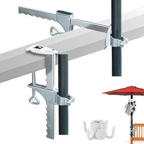 Morsetto per ombrellone, supporto per ombrellone da balcone, clip di fissaggio per ombrellone da balcone, supporto per ombrellone da esterno, supporto per ombrellone da balcone, supporto universale pe (1/5)