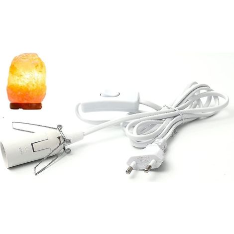 Cable para lámpara de sal 2024 con interruptor - Casquillo E14 - 1,8 m - Blanco - Haoyi (1/4)