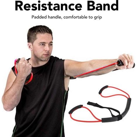 Bandes élastiques de musculation avec poignées, idéales pour la maison, le renforcement des bras et la musculation (9 kg). (1/5)