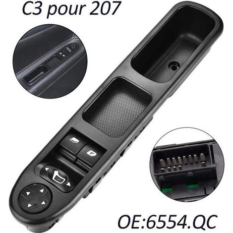 KLVGTIFS PULevé Vitre 207 Avant Gauche Drive CÔTÉ Vitre Électrique Interrupteur Principal 6554.QC, Interrupteur de Lève-Vitre pour 207 (1/4)
