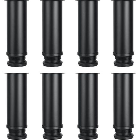 Lot de 8 Pieds Réglables Meubles Noir, Ø 50 mm/Hauteur 150 mm Pieds de Canapé en Métal Acier Inoxydable,Meubles TV Armoires Lits Postes de Travail (1/5)