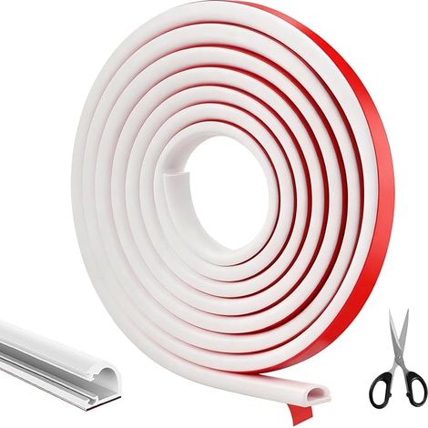 Self Adhesive Cable Line 4 Metres, Flexible Channel with 1 Scissors, Half Round Channel, White Channel for Floor, Ceiling, TV Wall, Hanging Lamp (1/5)