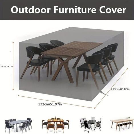 Telo di copertura per tavolo da giardino, 213×132×74 cm, protezione per mobili da giardino. (1/5)