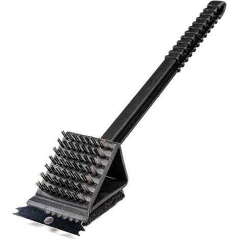 Brosse de gril en fonte 3 en 1 avec spatule et tampon de nettoyage pour gril à gaz ou à charbon,Brosse de nettoyage pour gril (1/4)