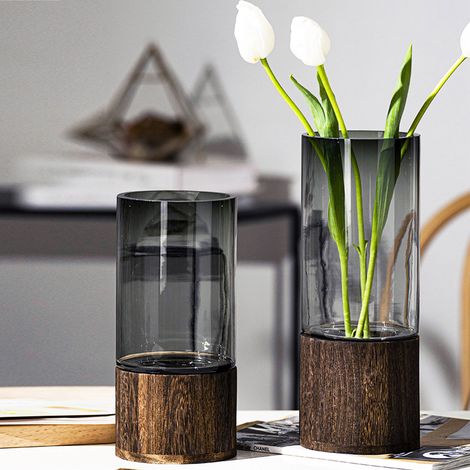 Vase créatif original en verre coloré pour table à manger, composition florale, ornement décoratif (1/5)