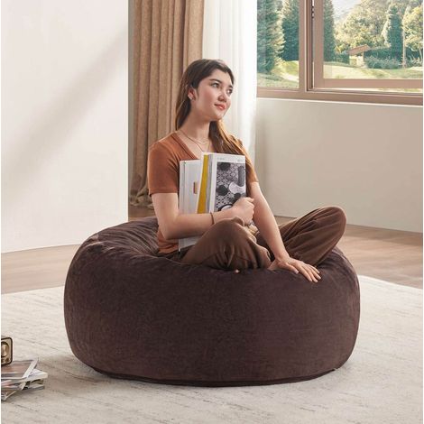 Sillón puf 3FT para adultos, marrón, plegable y lavable, OKMYHOME (1/5)