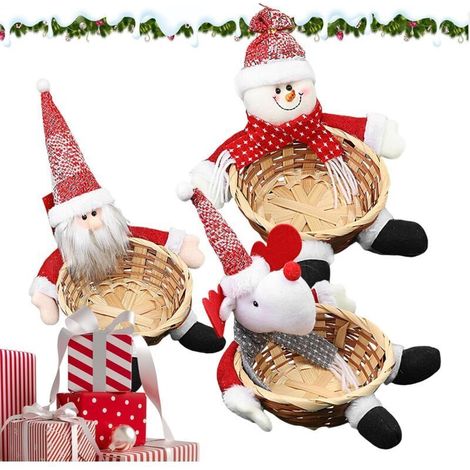 Cestino di caramelle per decorazioni natalizie da 1/3 pezzi - Cestino natalizio per bambole di peluche per caramelle, biscotti, dolcetti, ornamento natalizio, cestino per decorazioni da tavolo da tavo