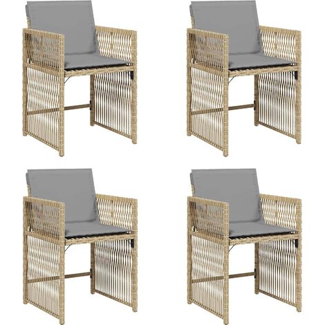 Maison Exclusive - Gartenstühle mit Kissen 4 Stk. Beigemischung P
