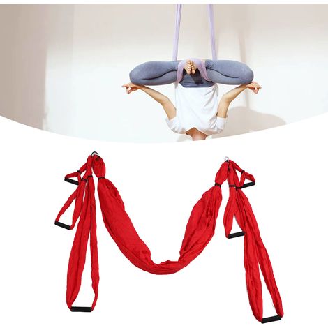 Hamac de yoga aérien inversé d'intérieur, balançoire de yoga, hamac de fitness, tissu de parachute d'extérieur, anti-gravité, rouge. (1/5)