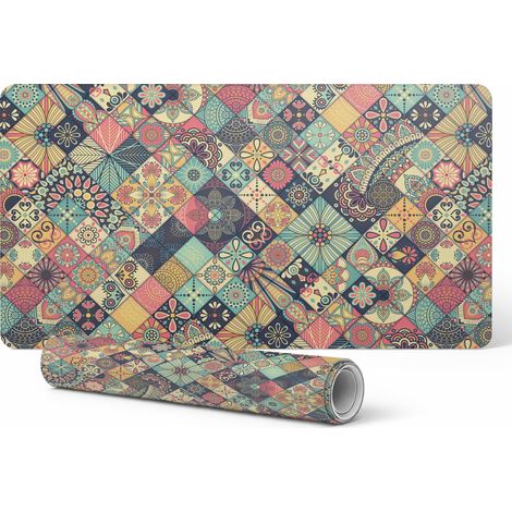 Schutzmatte aus Vinyl für Unternehmen und Büros, florales Patchwork-Muster, 100 x 50 cm (1/5)