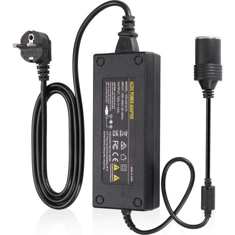Adattatore di alimentazione per auto da 180 W e 15 A, convertitore di tensione, adattatore da 230 V a 12 V, presa accendisigari, adattatore di alimentazione CA-CC per gonfiatore per pneumatici, refrig