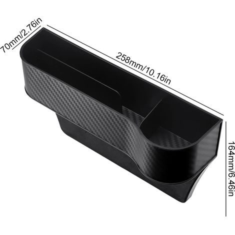 (Noir passager) Sac de rangement multifonction en cuir nappa pour l'espace entre les sièges, avec porte-gobelet pour ranger et organiser les accessoires intérieurs de voiture (1/5)