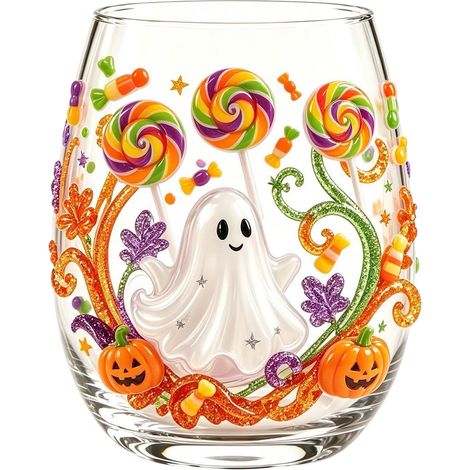 Mundgeblasenes Whiskyglas, Halloween-Design (1/2)