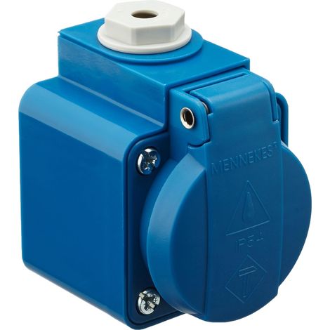 Prise murale, 3 Plug-in terminal, protection IP 44, 2P + E Pole, courant de 16 A, 230 V, Bleu