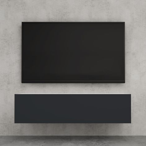 doporro Mobile Porta TV Sospeso 120 cm con 2 Ante Bianco Opaco e Antracite Opaco, Credenza Bassa da Soggiorno Salotto, Madia Consolle Bicolore per TV Fernsehschrank02