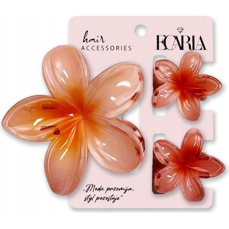 Set di fermagli per capelli Ecarla Flower XL + 2 mini fermagli color pesca SP419 (1/2)