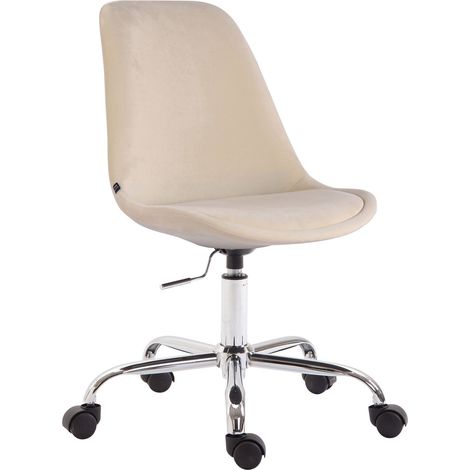 Sedia da ufficio su ruote in tessuto velluto panna BUR10350