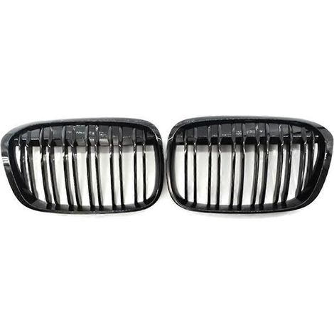 Rejilla delantera para parachoques de coche, doble línea, negro brillante, para BMW X1 F48 F49 2016-2018 51117383363, 51117383364 (1/5)