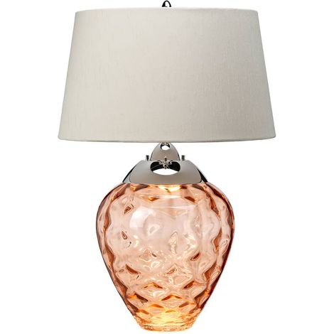 Lampada Da Scrivania Contemporanea Samara Acciaio Nichel Vetro Salmone Luce E27 (1/5)