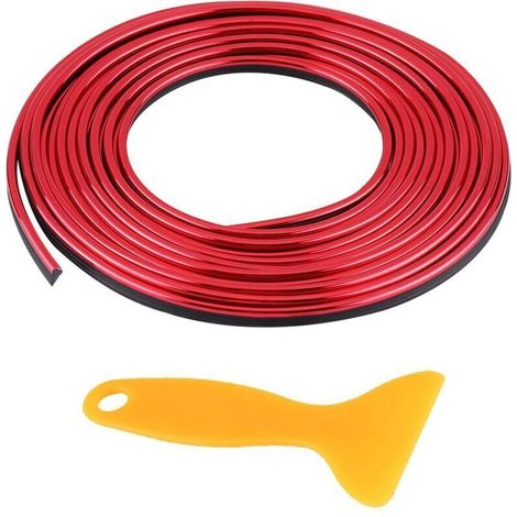 Garniture De Moulage Intérieur De Voiture, Bandes De Moulage De Voiture Panneau De Porte Volant Air Vent Ligne De Décoration Flexible Lue(Rouge)