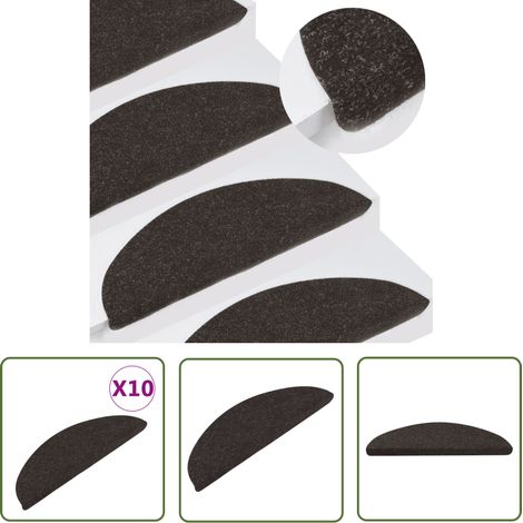 The Living Store Stufenmatten Selbstklebend 10 Stk. Schwarz 56x17x3 cm - Stufenmatte - Treppenmatte - Treppenteppich - Treppendekoration - Nadelfilz (1/5)