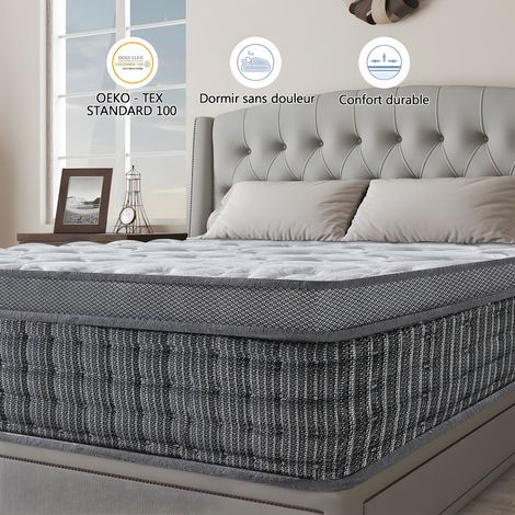 Yidatong –Matelas 160x200 cm, épaisseur 26 cm, matelas à ressorts avec mousse à mémoire de forme, respirant et hypoallergénique pour un sommeil confortable