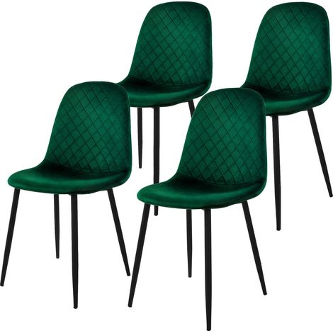 ML-Design Esszimmerstühle 4er Set, Dunkelgrün, Küchenstuhl mit Samtbezug, Wohnzimmerstuhl mit Rückenlehne, Polsterstuhl mit Metallbeinen, Ergonomischer Stuhl für Esstisch, Esszimmerstuhl Scandinavian (1/5)