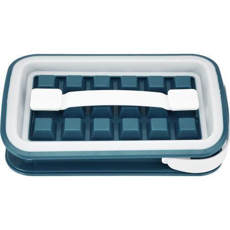 Bouteille à glaçons carrés 2-en-1, moule à glaçons et réservoir de stockage pour réfrigérateur, vert extensible. (1/5)