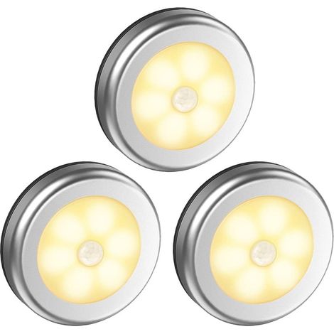 Détecteur De Mouvement - Lampe De Nuit LED À Capteur PIR - Pour Armoire, Couloir, Escalier, Salle De Bain, Sous-Sol - 3 Pièces (1/5)