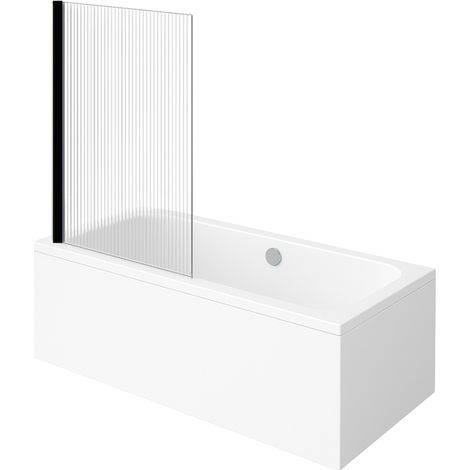 Baignoire droite VILLEROY & BOCH Architectura acrylique 170 x 80 cm  + Pare bain gauche AURYS Raywall Noir mat