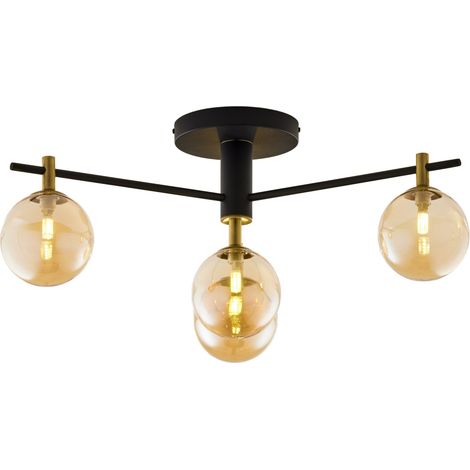 Plafoniera FIGARO Jupiter nero oro 4 sfere ambra G9 (1/5)