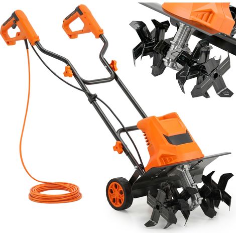 Outsunny – Motobineuse électrique 1500W – 6 lames acier 65Mn – Largeur 40cm – Profondeur 20cm – Étanche IPX4 – Poignée pliable