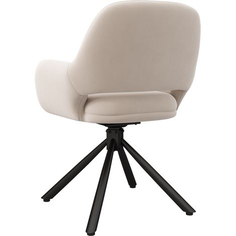 Lot de 4 chaises de salle à manger pivotantes en velours beige avec accoudoirs (1/5)