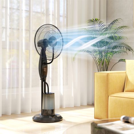 Ventilateur nébuliseur à 3 vitesses avec minuteur, 3 modes et réservoir 3.2L 44.5x38.5x120 cm noir