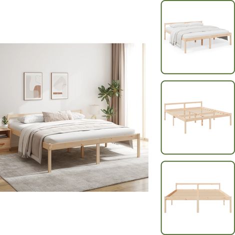 The Living Store Seniorenbett 200x200 cm Massivholz Kiefer - Massivholz-Bett (1/5)