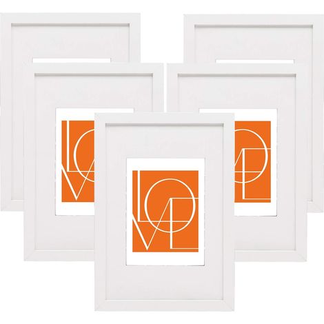 WOLTU Cadre Photo Lot de 5 pièces Blanc 30x40cm Cadre en MDF Design Simple avec Passe-Partout (1/5)