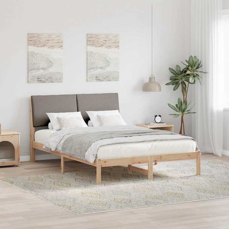 Bettgestell Braun und Taupe 160 x 200 cm Massivholz Kiefer (1/5)