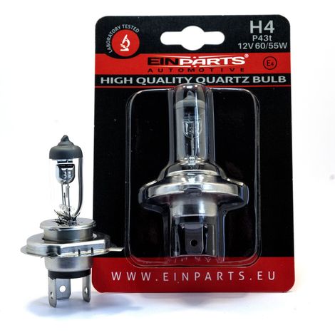 Bombilla halógena EinParts H4 12 V 3000 K amarilla 60/55 W P43t, 1 unidad (1/5)