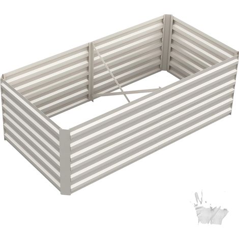 Jardin surélevé, construction en métal durable, assemblage rapide, BLANC, 240x120x60cm (1/2)