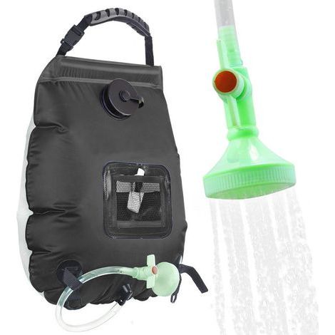 20L Solar Camping Shower (Black) - with Temperature Indicator - Portable - Ideal for Camping, Beach and Travel