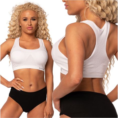 Sujetador deportivo de fitness para mujer, talla XL/2XL, color blanco. (1/3)